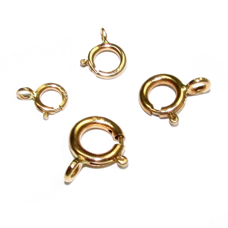 14K Solid Gold Spring Ring Clasp sizes 5 6 7 8 mm Jewelry Etsy