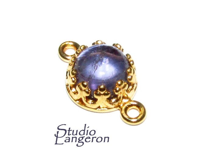 14K Gold Filled natural Iolite round Link Connector size 14x7 mm, Natural Iolite gold filled link, Jewelry making, Connector - 1 piece