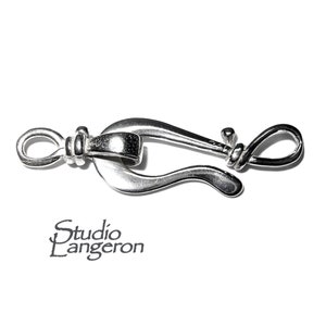 925 Sterling Silver Hook Eye Large Clasp, Silver clasp, Jewelry making, Hook eye clasp, Clasps, Sterling silver, 925 Silver clasp - 1 piece