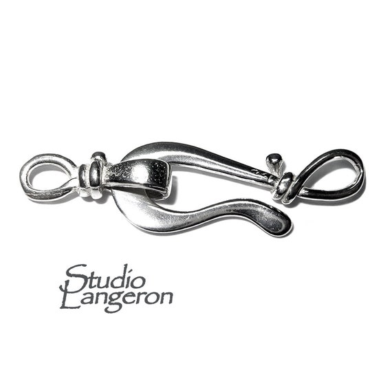 925 Sterling Silver Hook Eye Large Clasp, Silver Clasp, Jewelry