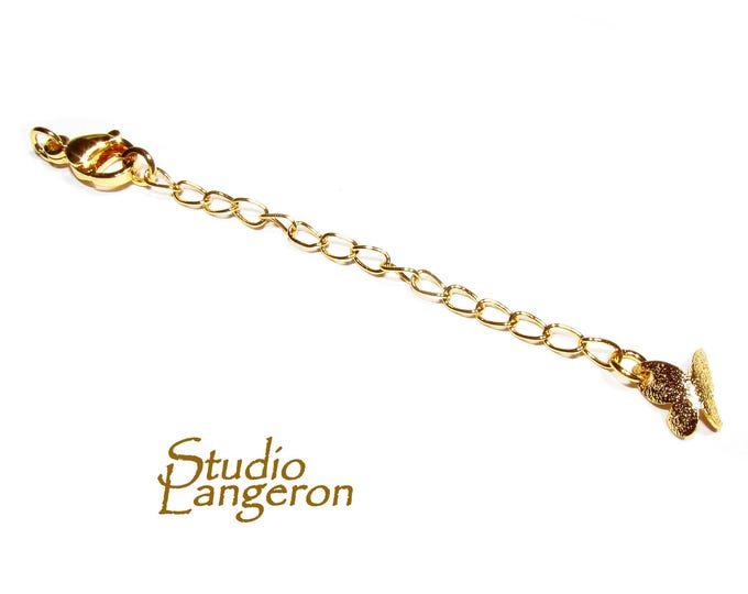14K Gold Filled Extension Chain size 5.0cm, oval chain 5.0x3.0mm, lobster clasp 10mm, butterfly 6.0mm - 1 piece