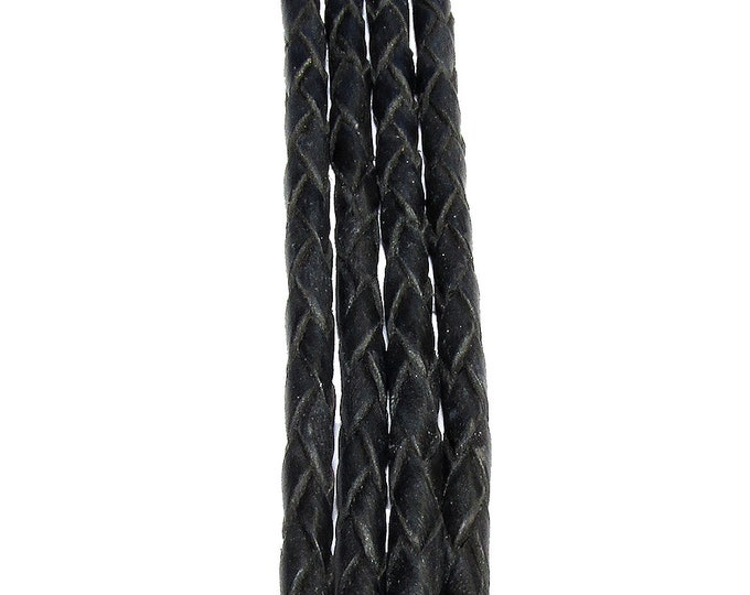 2.5 mm Natural Navy blue braided leather cord, Leather cord, braided cord, Natural leather, Navy blue color, Jewelry making - 50 cm (1.7 Ft)