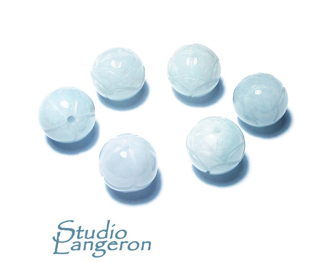 Natural Jade Carved Beads 13 mm, Natural Jade Gemstone, Jewelry making, Natural Gemstone Jade beads, Blue beads - 1 piece