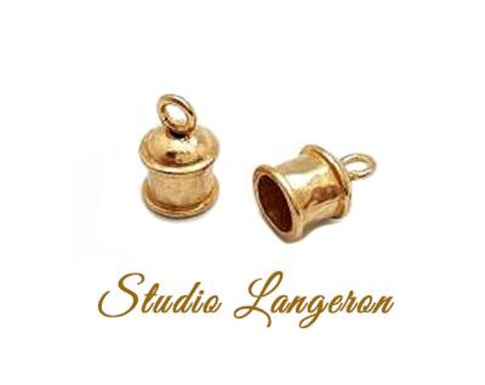 14K Yellow Gold filled Cord End Caps size 5.5 mm, gold filled end caps, end caps, jewelry making, cord, cord end caps - 1 pair (2 pieces)