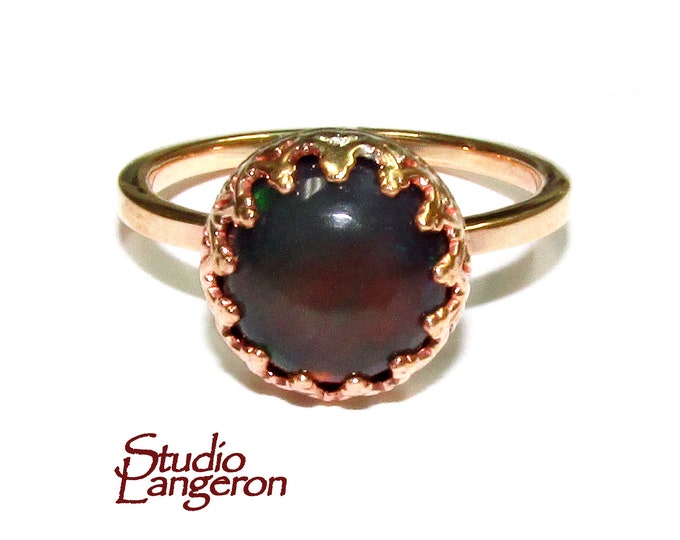 14K Yellow gold filled handmade ring size 5 1/2 with welo opal 8 mm, 14K Yellow gold filled ring, single copy, handmade ring  - 1 piece