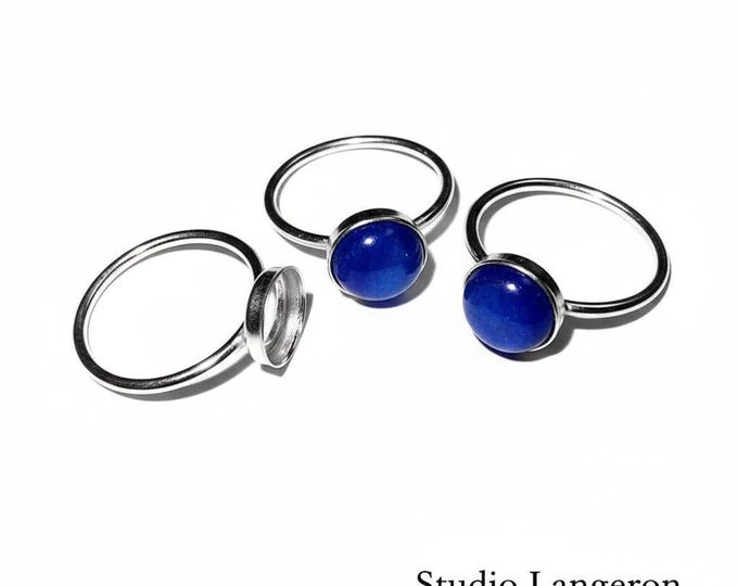 925 sterling silver blank ring with bezel cup 7mm size 4, 5, 6, 7, 8, 9, 10, 11, silver ring, bezel cup, base ring, Jewelry making - 1 piece