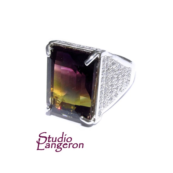 ステートメントアメトリンアメージングリング925スターリングシルバー