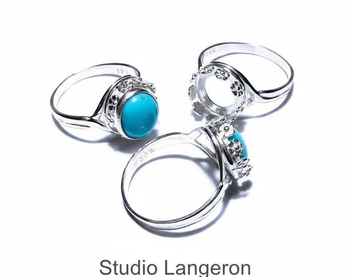 10 mm size 925 sterling silver blank ring with bezel cup size 4, 5, 6, 7, 8, Ring, bezel cup, base ring, Jewelry making, Setting - 1 piece