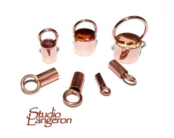 14K Rose Gold filled tube End Caps size 1.1 - 6.6 mm, Tube end caps, Rose Gold filled end caps, End cap, Jewelry making - 1 pair (2 piece)