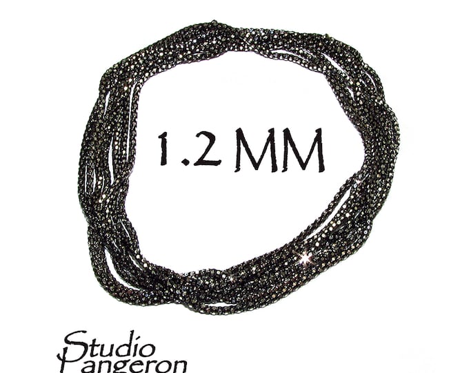 1.2 mm Sterling Silver Black Rhodium Plated beading chain, beading chain, Silver chain, Jewelry making, Black silver chain - 1 Ft (30 cm)
