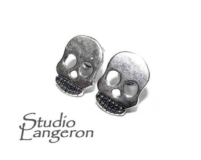 925 Sterling Silver Skull Post Earrings, Earring Backs Included, Earring components, Jewelry making, earring skull post - 1 pair (2 pieces)