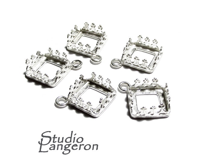 925 Sterling Silver Square Bezel Cups size 8x8 mm with closed ring, Square bezel cup, Jewelry making, Setting, Bezel cup - 1 piece