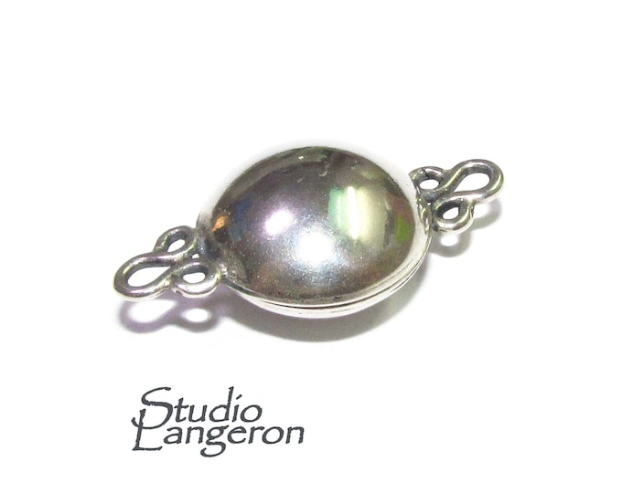 925 Sterling Silver Large Button Padlock Magnetic Clasp, Magnetic clasp, Clasps, Jewelry making, Round clasp, Sterling silver - 1 piece