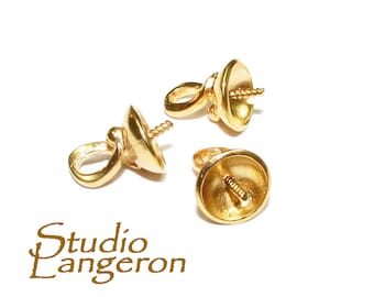 14K Yellow Gold Filled Small Screw Eye Pearl Component Mounting, Jewelry making, bead caps, 14K Gold Filled, Gold filled bead caps - 1 piece