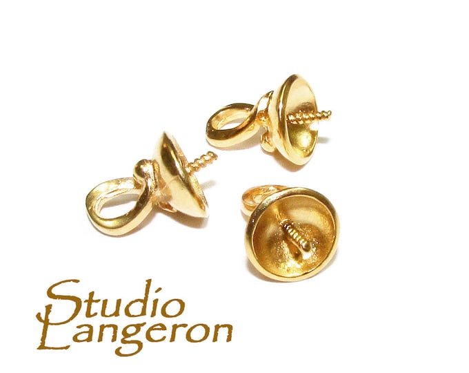 14K Yellow Gold Filled Small Screw Eye Pearl Component Mounting, Jewelry making, bead caps, 14K Gold Filled, Gold filled bead caps - 1 piece