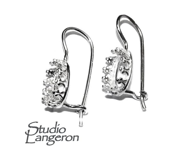 7x9 mm size 925 sterling silver blank earrings with oval bezel cup, Jewelry making, bezel cup, base earrings, Setting - 1 pair (2 piece)