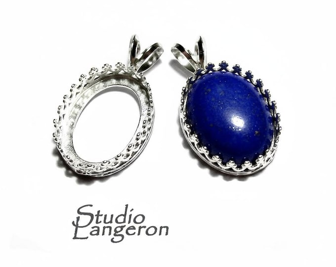 13x18 mm size 925 Sterling Silver blank pendant, Bezel cup, Jewelry making, Setting, Oval bezel cup, Base pendant, Silver pendant - 1 piece