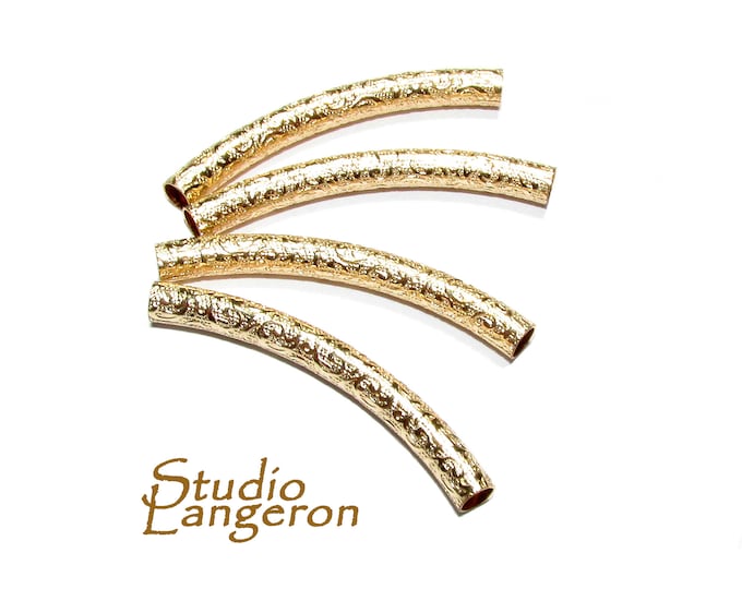 14K Gold Filled Pattern Curved Tube beads size 3x30 mm, tubes gold filled, tube, Jewelry making, tube bracelet, gold filled - 1 piece