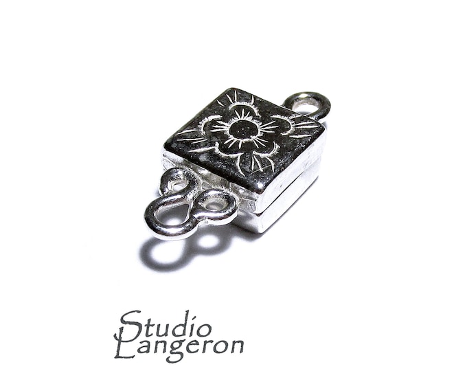 925 Sterling Silver Magnetic Square Button Clasps, Magnetic clasps, Clasps, Silver clasp, Jewelry making, 925 silver clasp - 1 piece