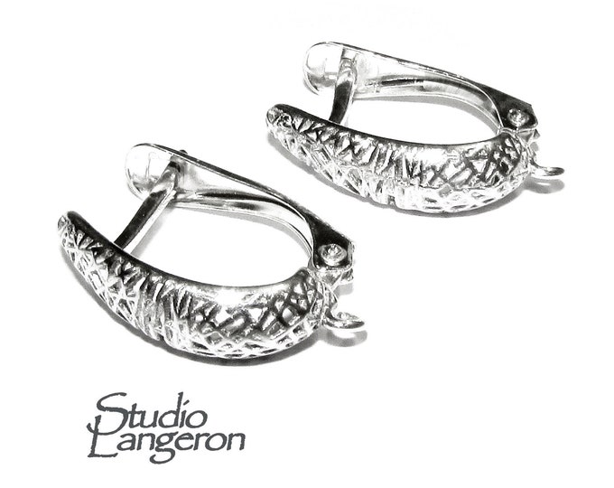 925 sterling silver Click-in lever back earring with loop, silver earrings, earrings components, base earrings, Jewelry making - 1 pair