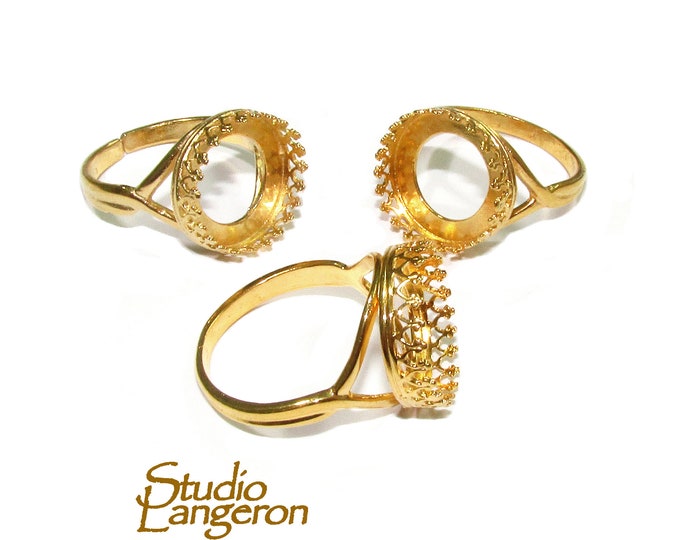 14K Yellow gold filled open blank ring with bezel cup 14 mm, base ring, Setting, bezel cup, jewelry making, ring gold filled - 1 piece