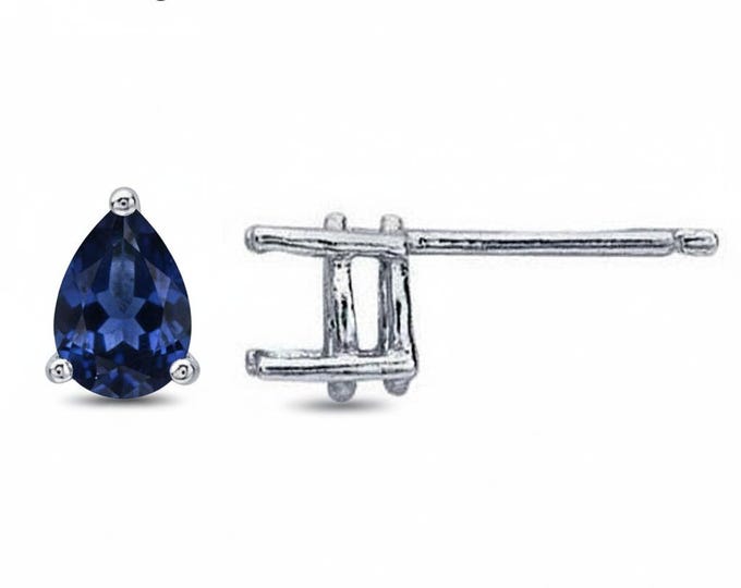 925 Sterling Silver blank earrings with 4-Prong Pear Setting, Pear Earring Post, Jewelry making, Setting - 1 pair (2 piece)