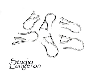 925 Sterling Silver Ear Wire with Pinch bail Mounting, Silver Ear wire, Silver earrings, Jewelry making, Sterling silver - 1 pair (2 pieces)