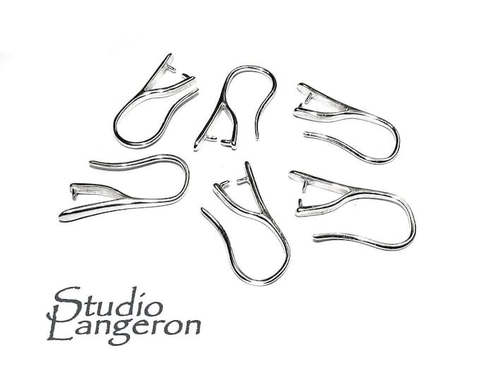 925 Sterling Silver Ear Wire with Pinch bail Mounting, Silver Ear wire, Silver earrings, Jewelry making, Sterling silver - 1 pair (2 pieces)
