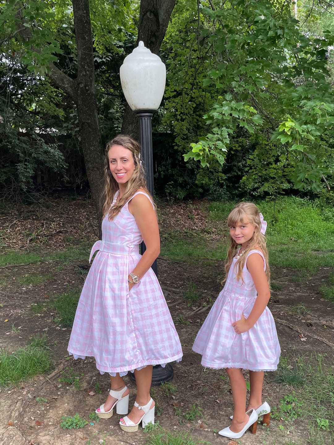 Bubblegum Pink Check Dress Inspired by Margot Robbie Kids/teens