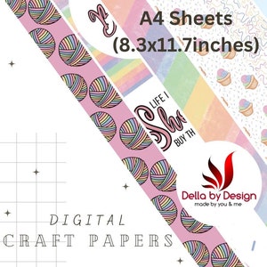 Rainbow Yarn Digitales Papier, Kit zum digitalen Kartenbasteln