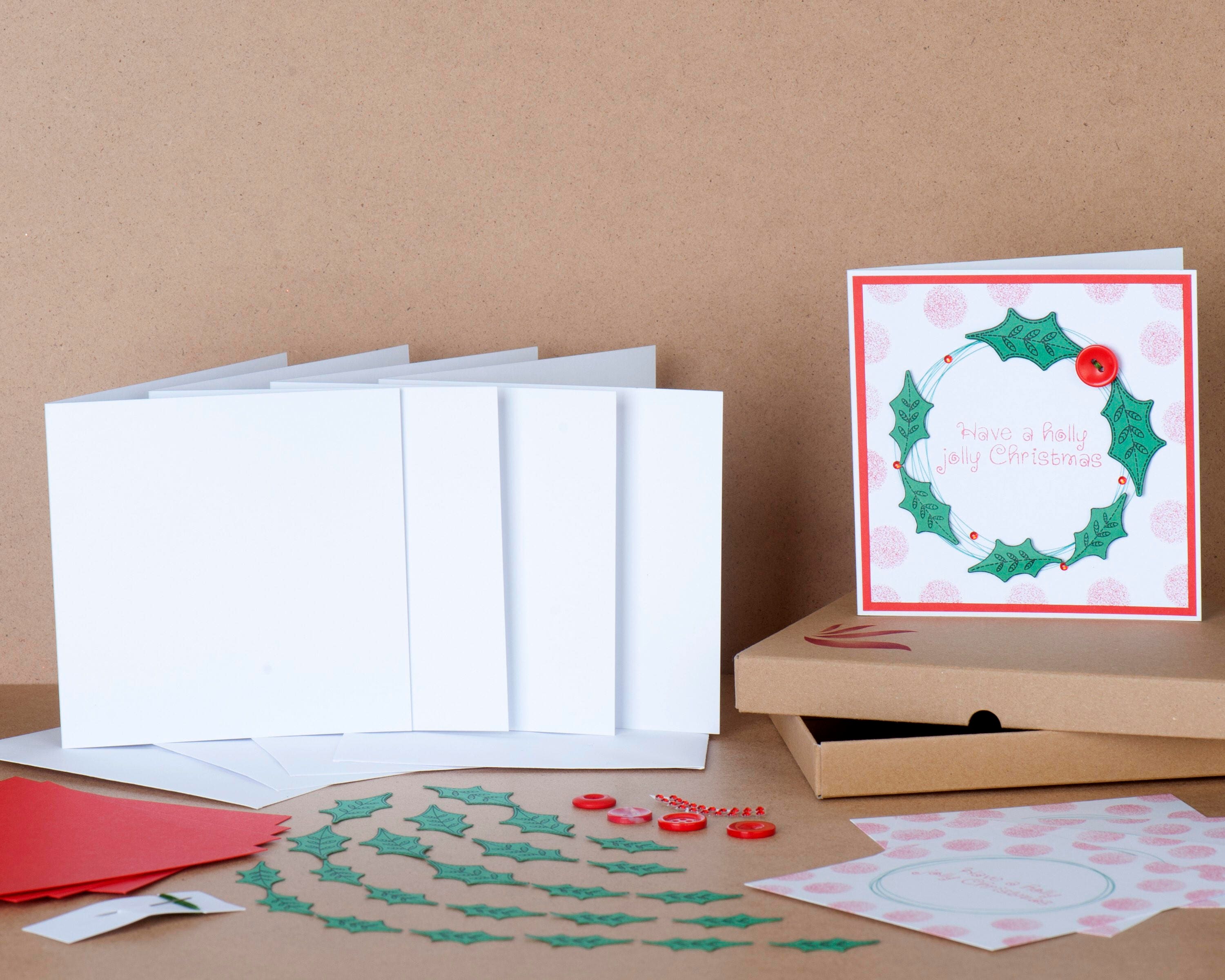Card Kits, Holly Jolly Christmas Card Kit, Handstamped Card Kit, Festive Holly Card, Beginners