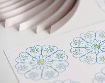 Card kit, Happy Birthday Flower Card Kit, Advanced Kit, adult colouring, DIY Craft Kit, Greeting Cards, Blue Flower, Cardmaking