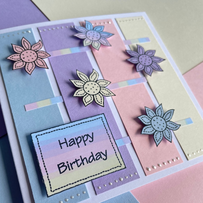 Pastel Flower Cards Birthday Card Making Kit Etsy