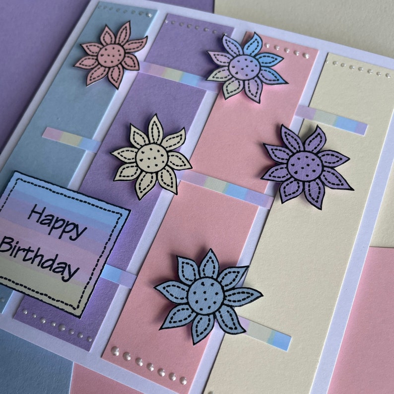 Pastel Flower Cards Birthday Card Making Kit Etsy