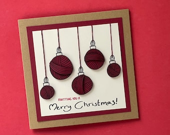 Woollen Bauble Card kit, Christmas Card kit, Christmas Knitters, Advanced kit