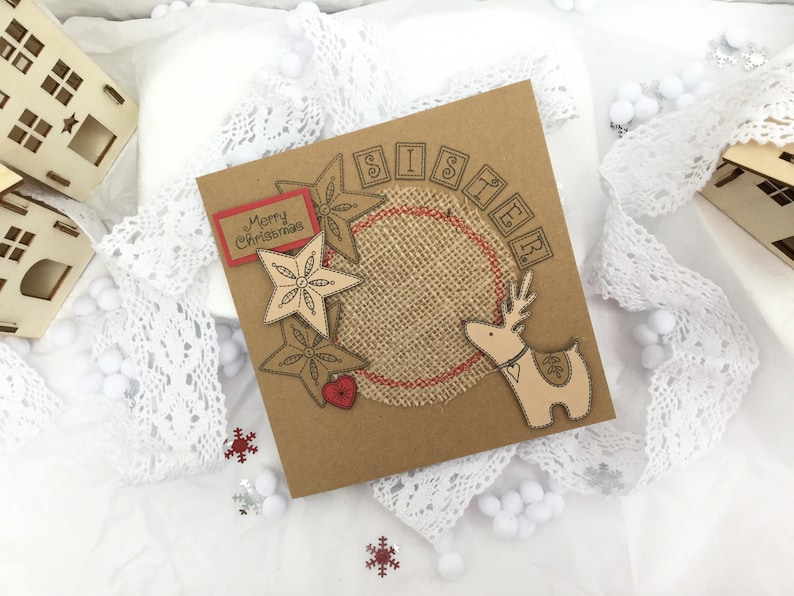 Make Your Own Christmas Card Craft Kit Kraft Card Burlap Etsy UK