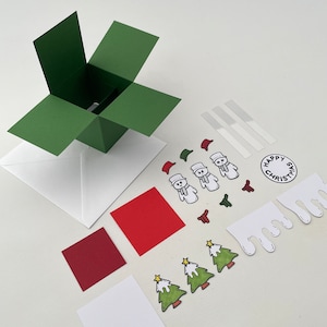 Snowman Box Card kit, Christmas Card kit, Beginner&#39;s kit