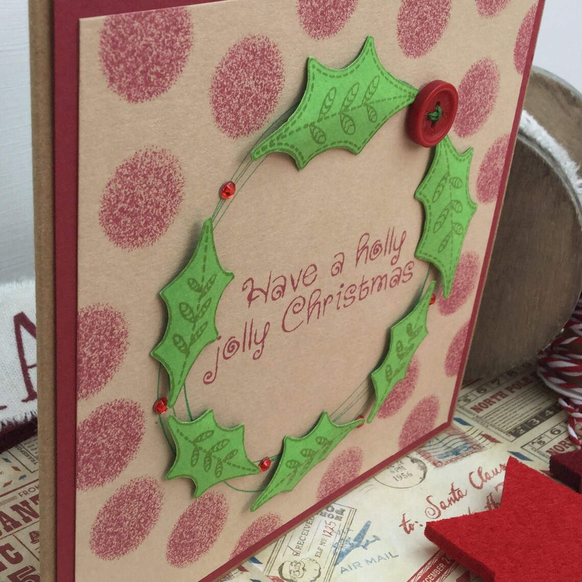 Recycled Kraft Card Kit Christmas Card Kit Xmas DIY Wreath Etsy UK