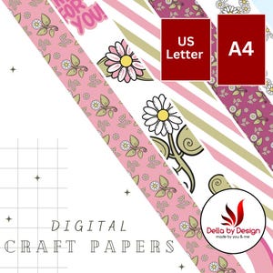 Papéis estampados Whimsy Daisy, kit de criação de cartões digitais