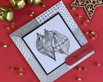 Doodle Christmas Card, Card making kit, crafting kit for adults