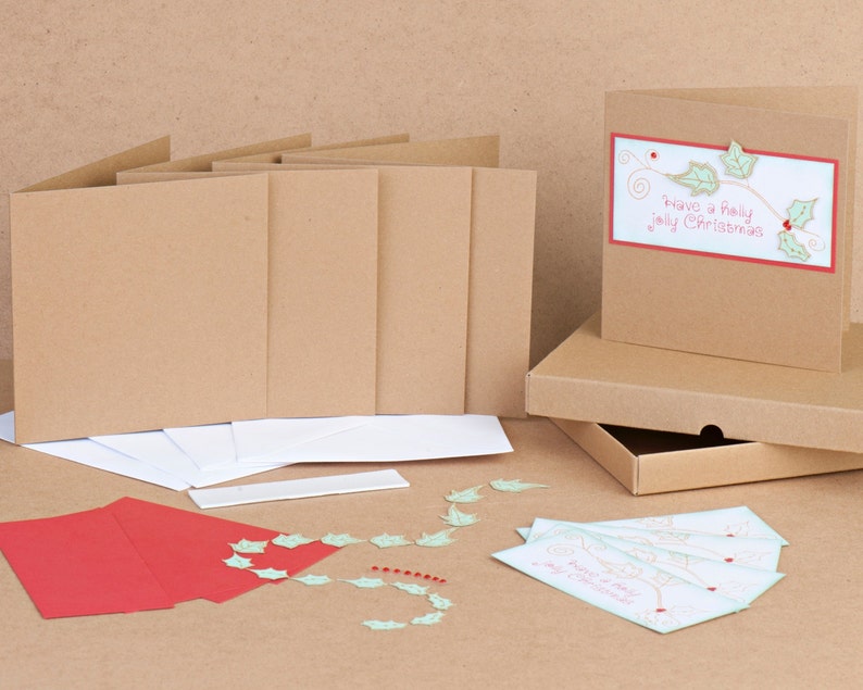 Handmade Holly Jolly Christmas Card Kit Make your own cards | Etsy