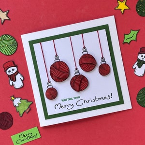 Woollen Bauble Card, Knitting you a Merry Christmas