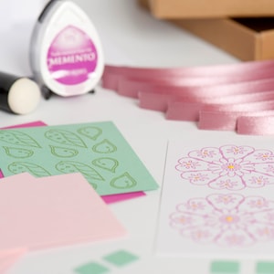 Card kit, Happy Birthday Flower Card Kit, Advanced Kit, adult colouring, DIY Craft Kit, Greeting Cards, Pink Flower