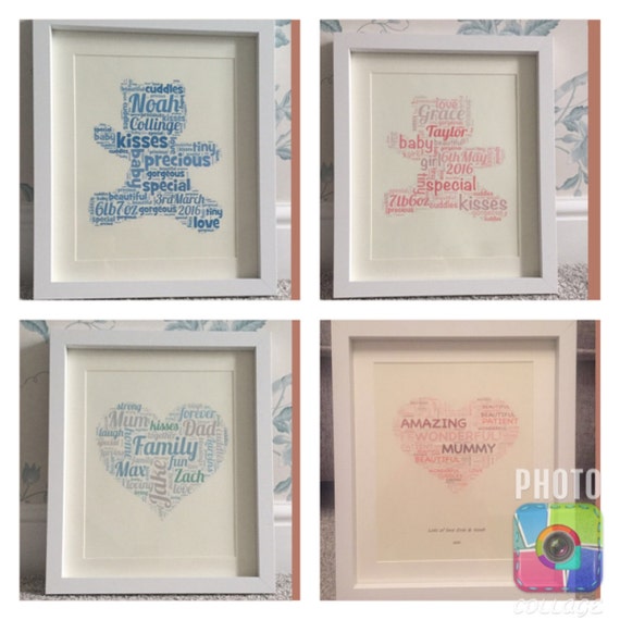 Handmade Word Collage Gift Frame - Handmade Collage Photo Frames Handmade Word Collage Gift Frame - Handmade Collage Photo Frames