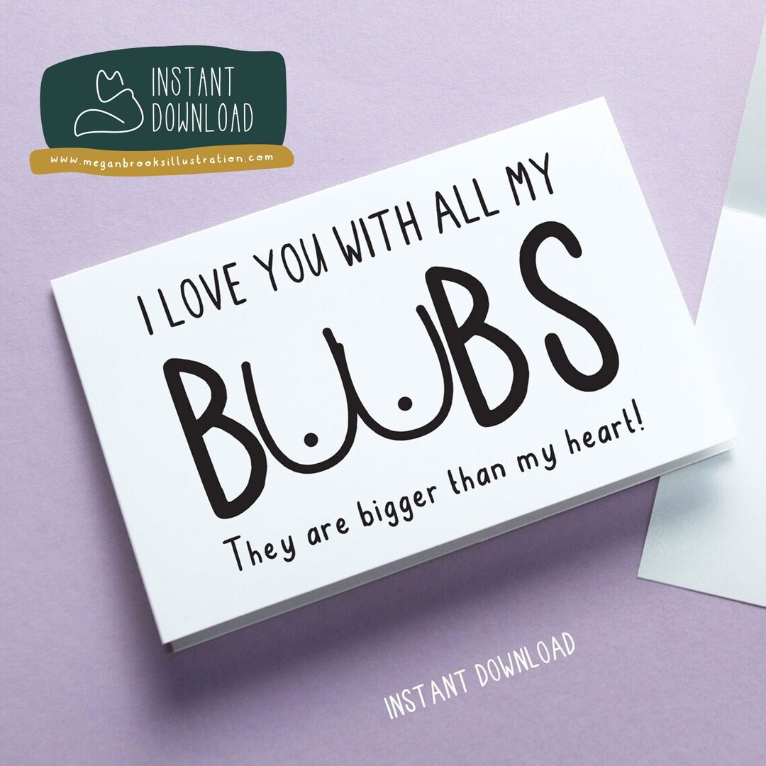 Printable Boobs Card Naughty Printable Card Boobs Theme - Etsy