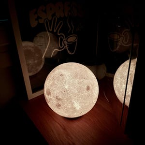 3D Printed Moon Lamp: NASA Lunar Texture, RGB LED Night Light