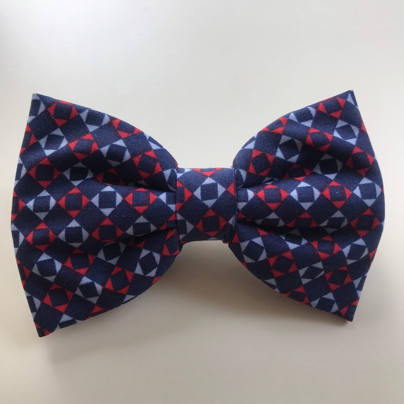 In Navy//Red and Black Elasticated spotty fabric bandanna with knotted bow
