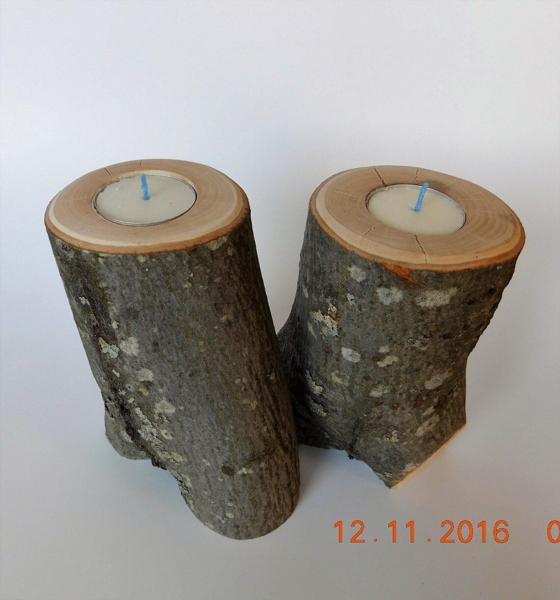 Rustic Wood Tree Branch Tea Light Candle Holders Pair Etsy