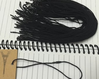 1000pcs BLACK Fine Cotton Hang Tag String Bullet Head Snap Lock Fasteners Loop Hook Supplies