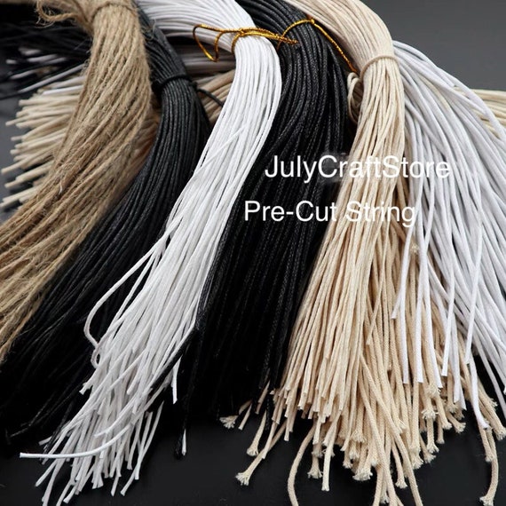 1000pcs 1mm Pre-cut Waxed String, Jute String, Cotton String  Black/white/beige Hang Tag String Loop Hook Clothing String Supplies 